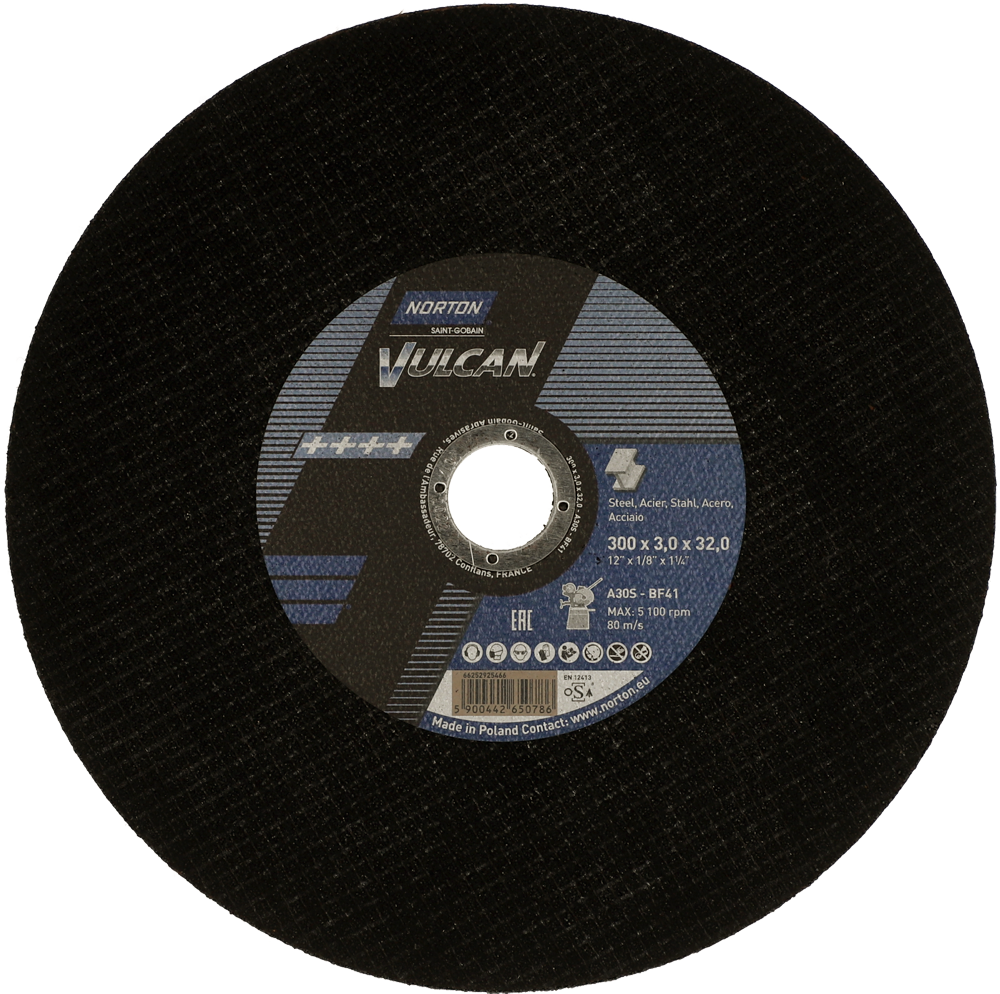 Tarcza do cięcia żeliwa, kamienia 300x3x32 Vulcan płaska Norton 66252925466 1