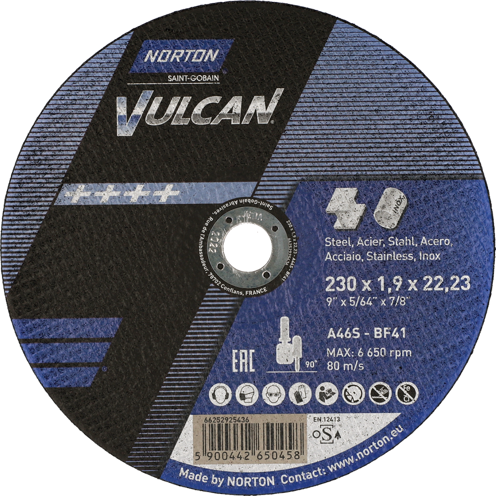 Tarcza do cięcia metalu 230x1,9x22,23 Vulcan płaska Norton 66252925436 1