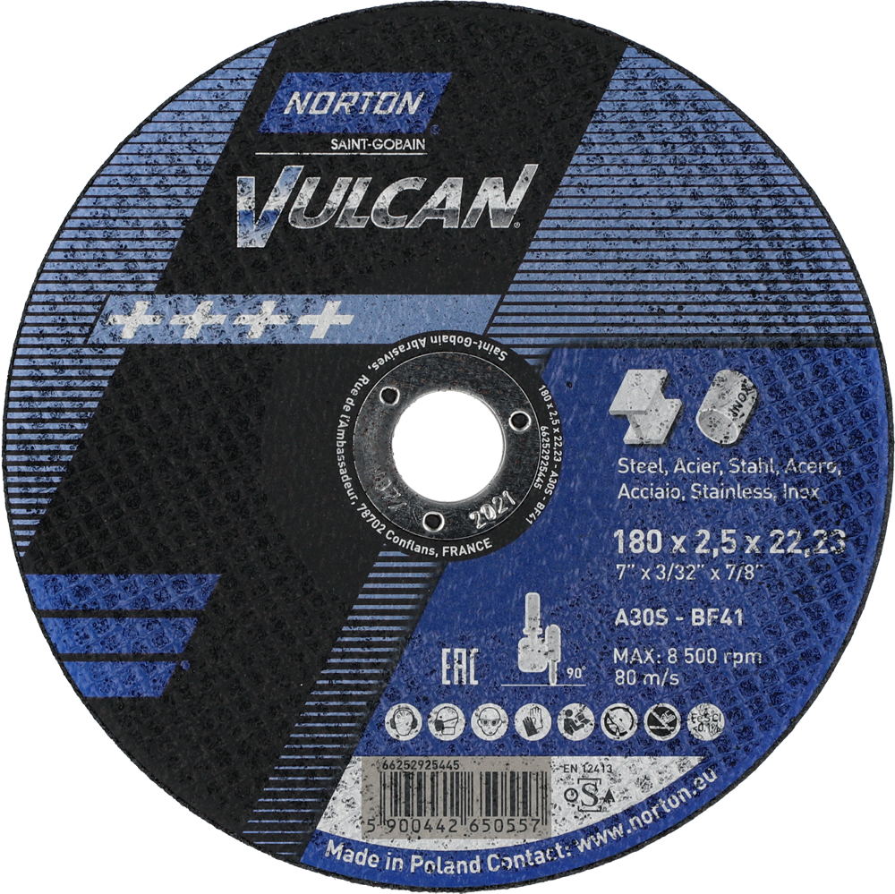 Tarcza do cięcia metalu 180x2,5x22,23 Vulcan płaska Norton 66252925445 1