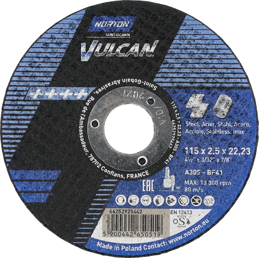 Tarcza do cięcia metalu 115x2,5x22,23 Vulcan płaska Norton 66252925442 1