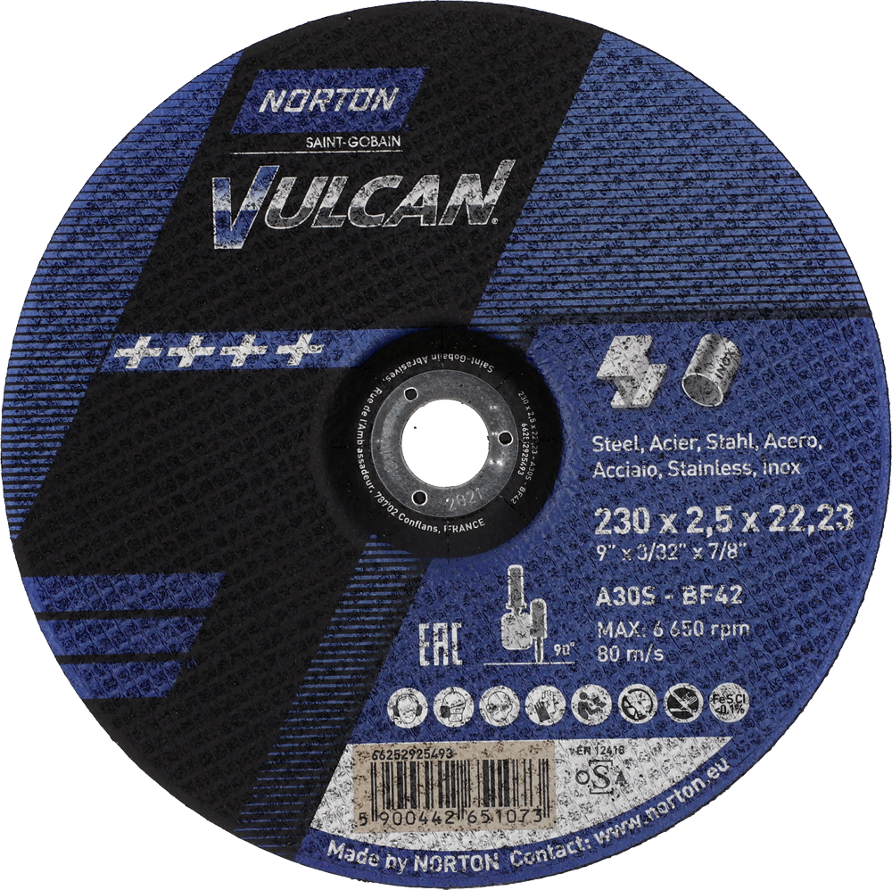 Tarcza do cięcia metalu 230x2,5x22,23 Vulcan wypukła Norton 66252925493 1