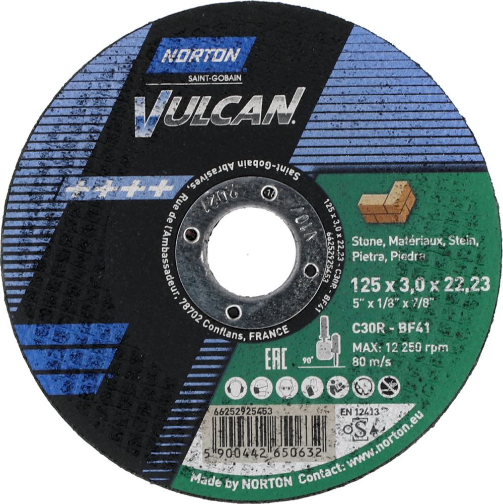 Tarcza do cięcia betonu 125x3x22,23 Vulcan płaska Norton 66252925453 1