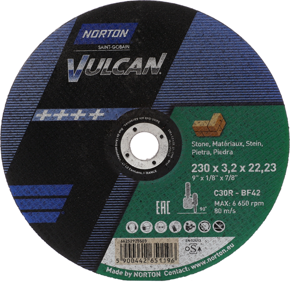 Tarcza do cięcia betonu 230x3,2x22,23 Vulcan wypukła Norton 66252925503 1