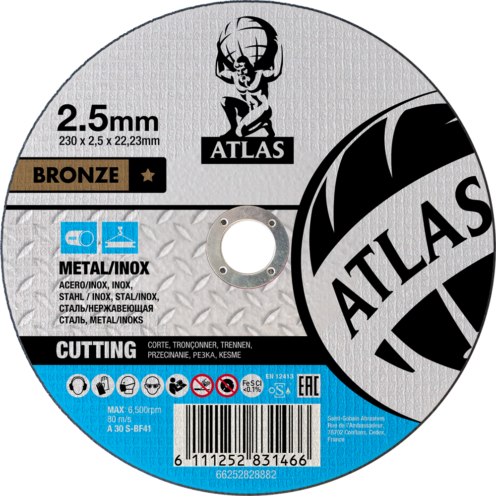 Tarcza do cięcia metalu 230x2,5x22,23 Bronze płaska Atlas 66252828882 1