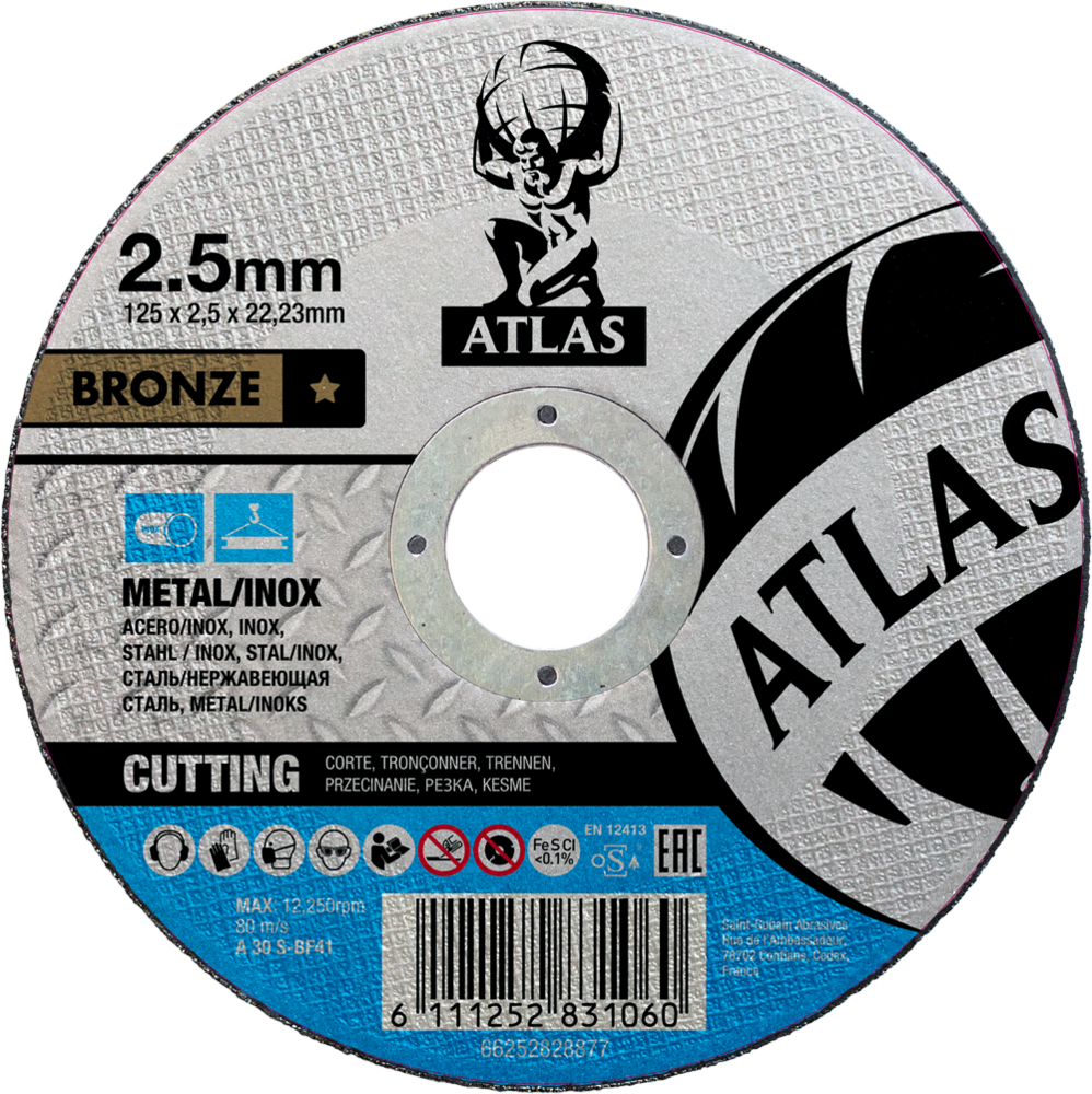 Tarcza do cięcia metalu 125x2,5x22,23 Bronze płaska Atlas 66252828877 1