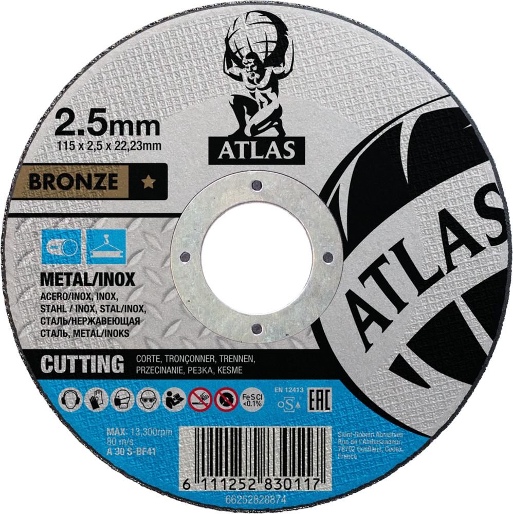 Tarcza do cięcia metalu 115x2,5x22,23 Bronze płaska Atlas 66252828874 1