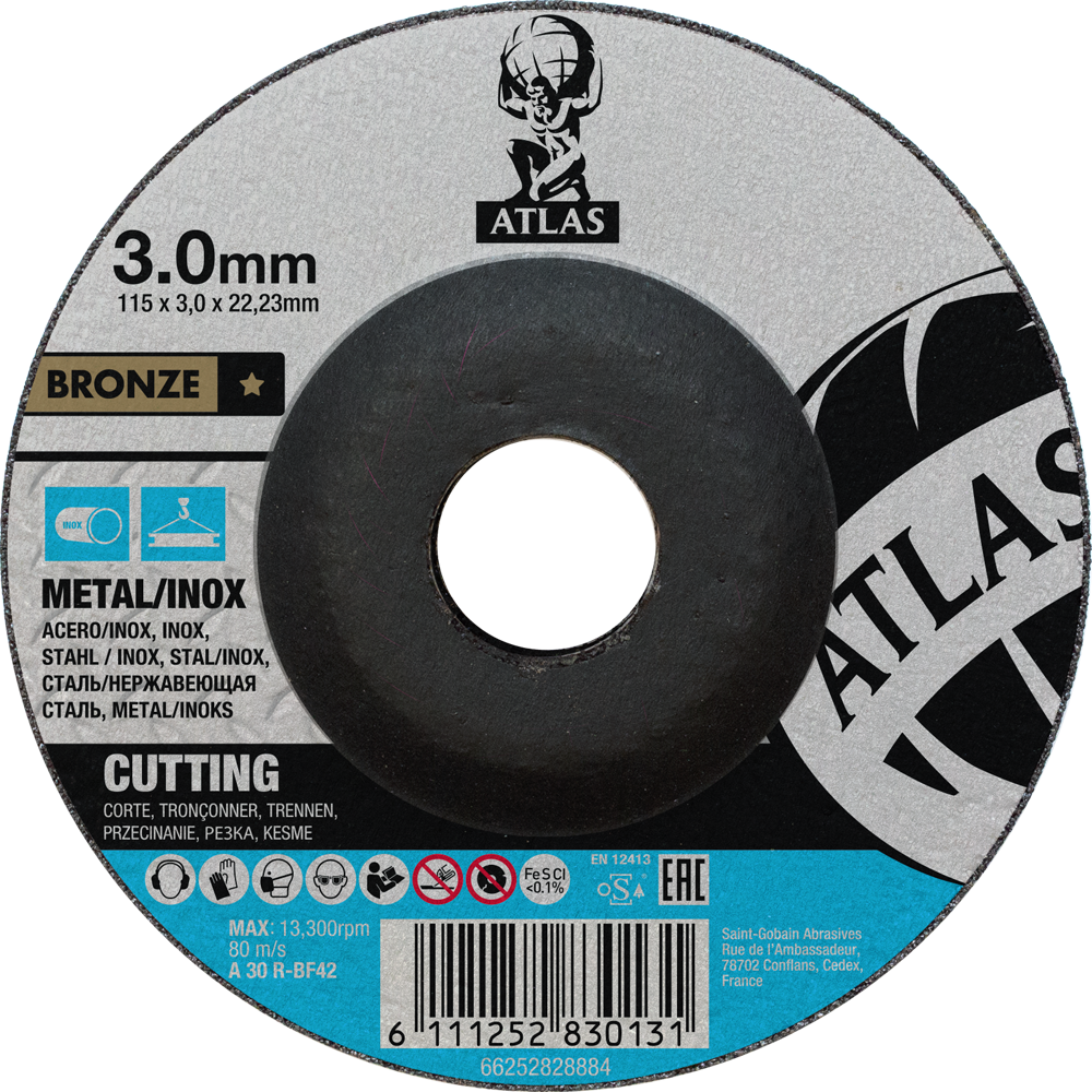 Tarcza do cięcia metalu 115x3x22,23 Bronze płaska Atlas 66252828884 1
