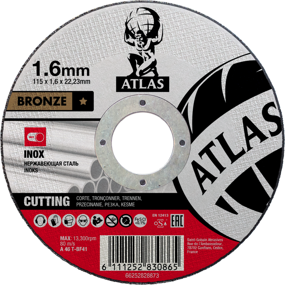Tarcza do cięcia metalu 115x1,6x22,23 Bronze płaska Atlas 66252828873 1