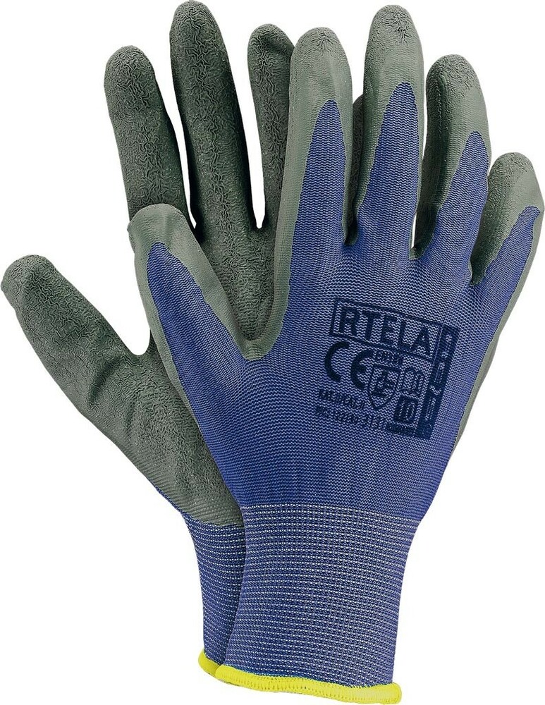 Rękawice robocze z poliestru, niebiesko-szare RTELA-NS 11 1