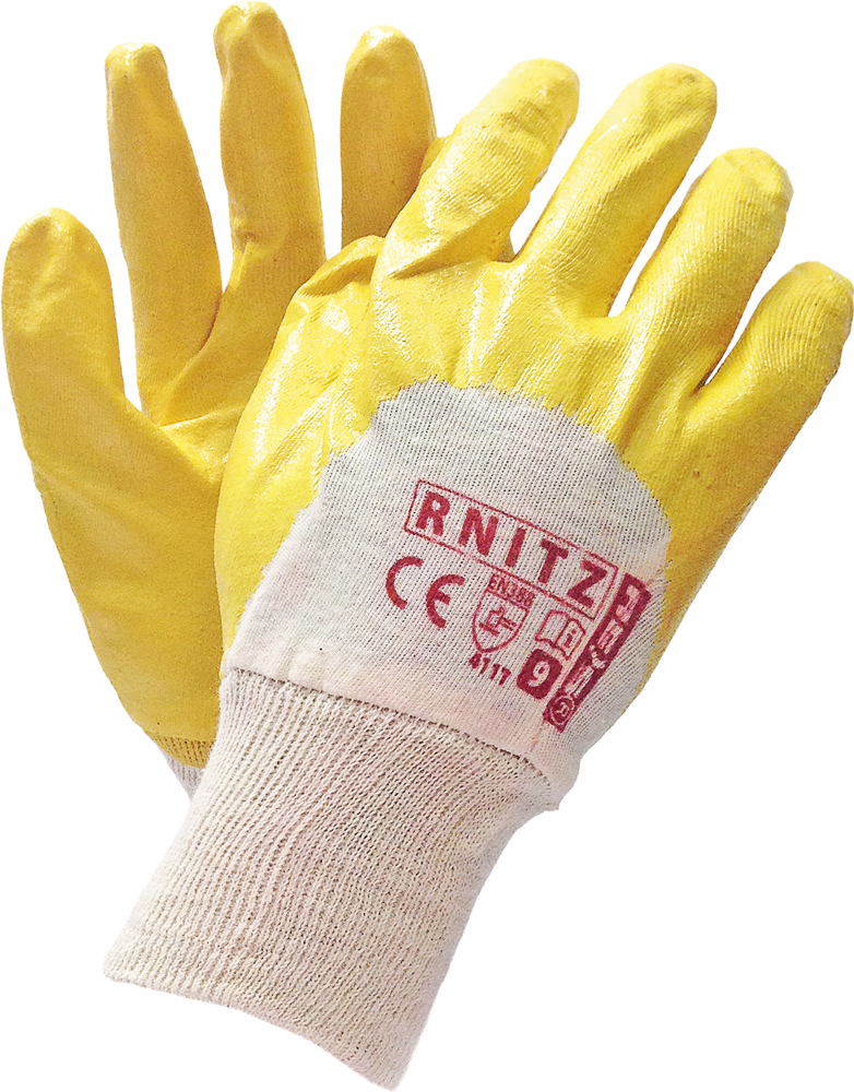 Rękawice ochronne powlekane nitrylem lekkie żółte RNITZ 9 1