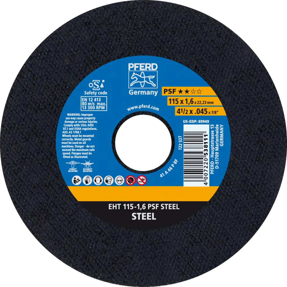 Tarcza do cięcia metalu 115x1,6x22,23 PSF STEEL płaska Pferd 61730021 1