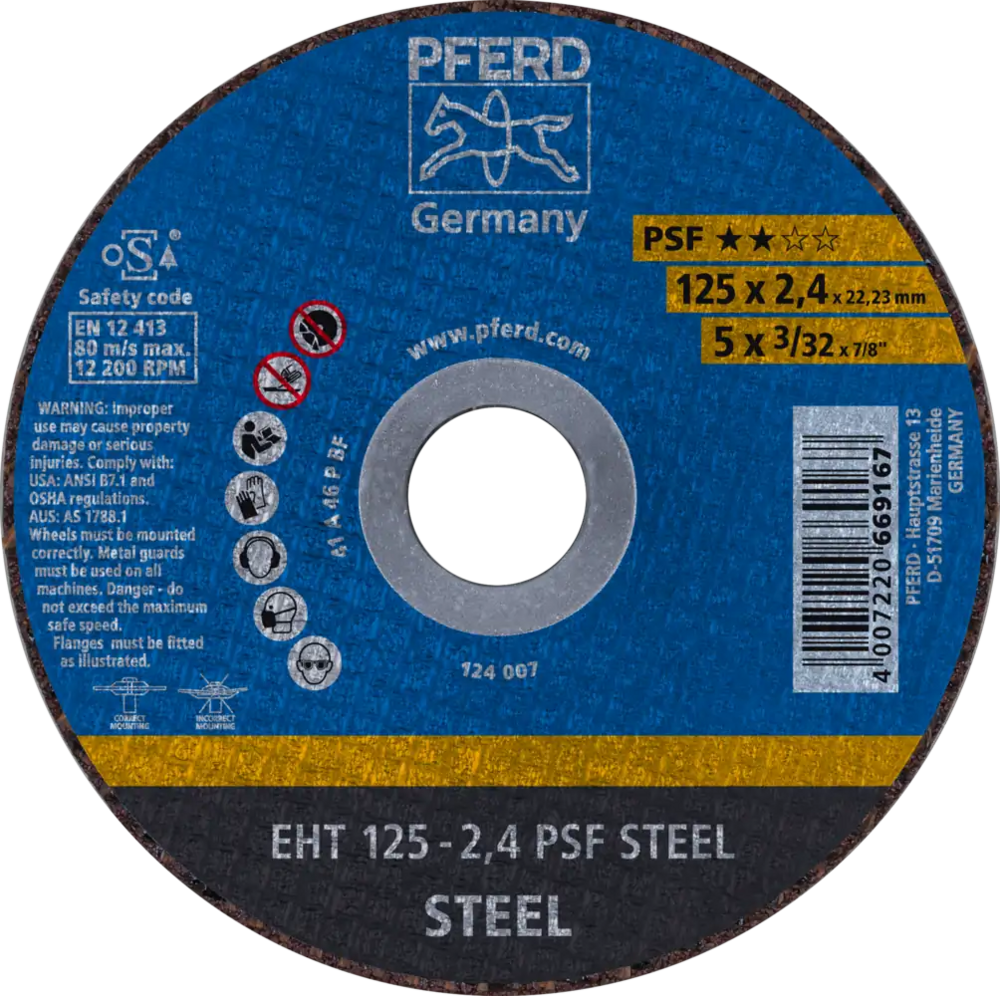 Tarcza do cięcia metalu 125x2,4x22,23 PSF STEEL płaska Pferd 61719026 1