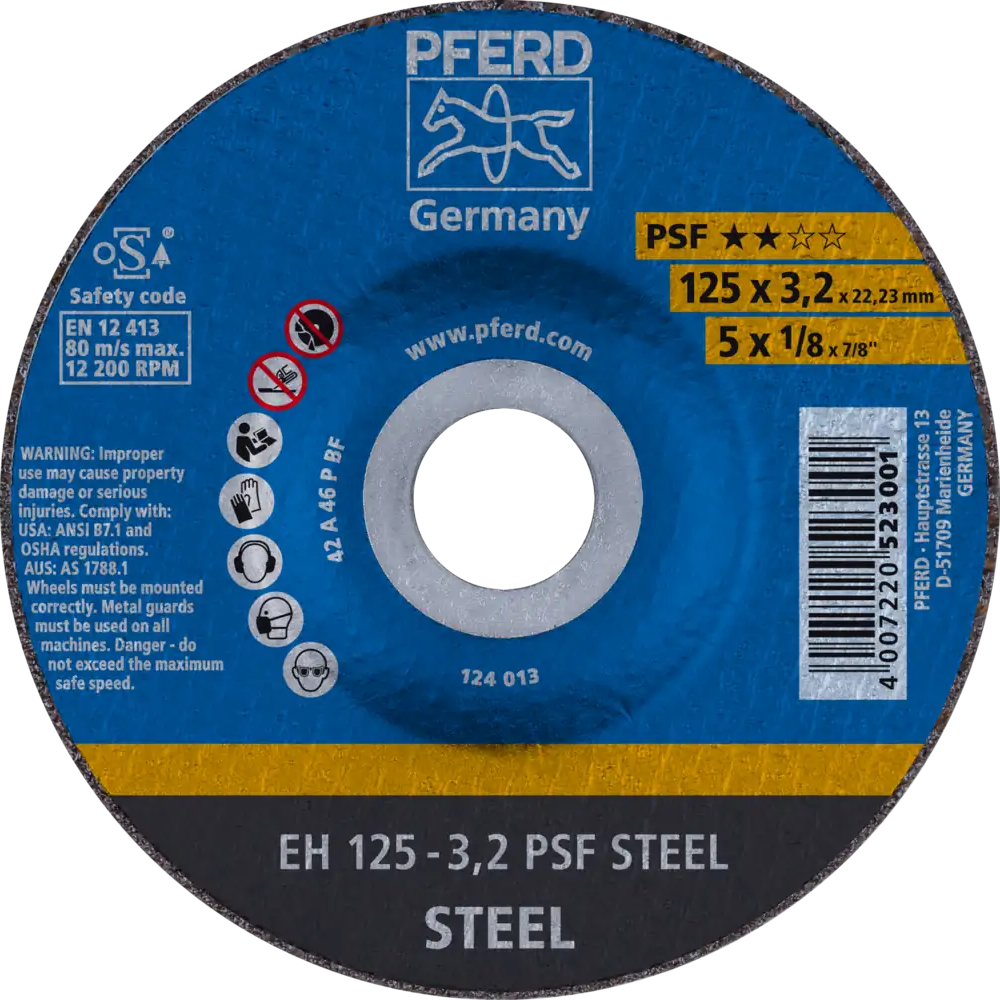 Tarcza do cięcia metalu 125x3,2x22,23 PSF STEEL wypukła Pferd 61720226 1