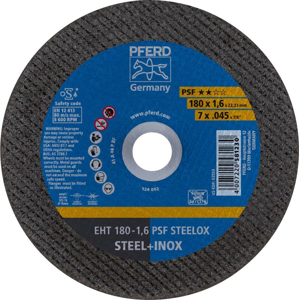 Tarcza do cięcia metalu 180x1,6x22,23 PSF STEELOX płaska Pferd 61726121 1