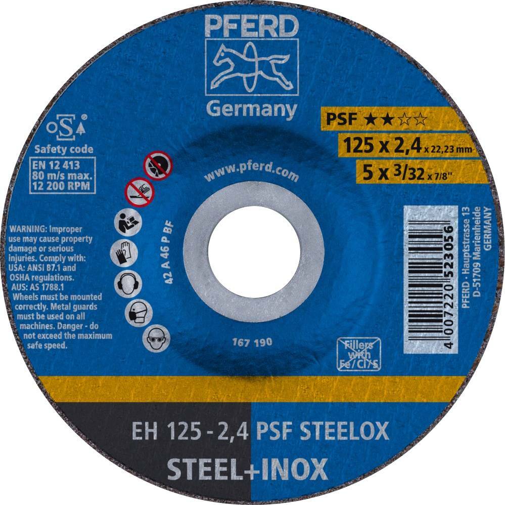Tarcza do cięcia metalu 125x2,4x22,23 PSF STEELOX wypukła Pferd 61720326 1