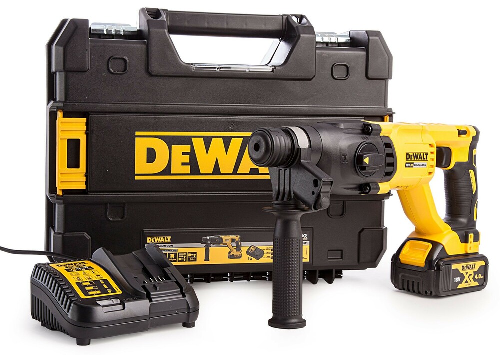 Młotowiertarka XR 18V aku 4,0Ah SDS-Plus 2,6 J + ładowarka + walizka DeWALT DCH133M1-QW 1