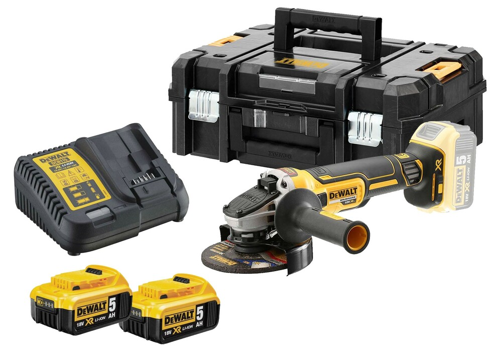 Szlifierka kątowa XR Li-Ion 18V 125mm 2x5Ah + walizka + ładowarka DeWALT DCG405P2 1