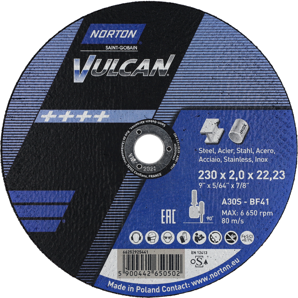 Tarcza do cięcia metalu 230x2x22,23 Vulcan płaska Norton 66252925441 1