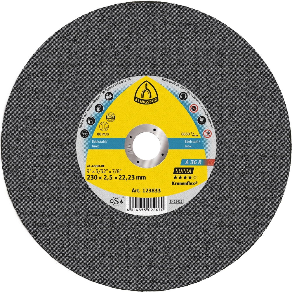 Tarcza do cięcia metalu 115x2x22,23 A 36 R Supra płaska Klingspor 123208 1