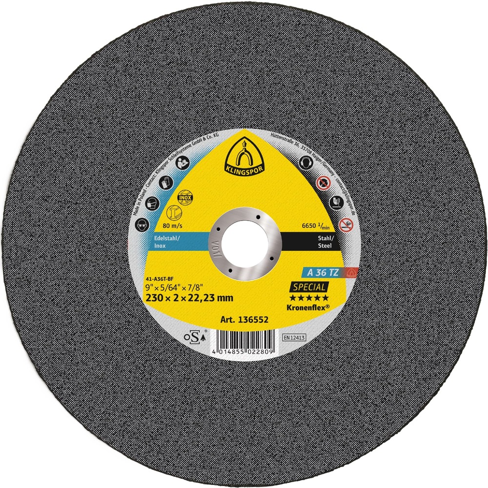 Tarcza do cięcia metalu 115x2x22,23 A 36 TZ Special płaska Klingspor 136549 1