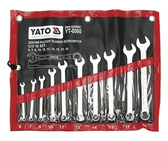 Komplet kluczy płasko-oczkowych satynowe 10szt. 6-19 YATO YT-0060 1