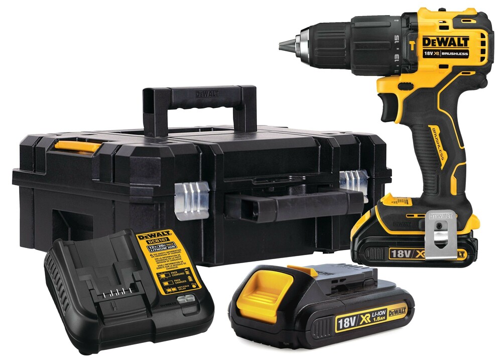 Wiertarko-wkrętarka z udarem XR 18V 2aku 1,5Ah Li-Ion + walizka + ładowarka DeWALT DCD709S2T-QW 1
