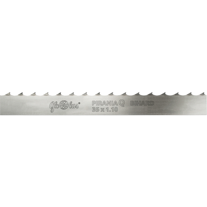 Piła taśmowa PIRANIA Q /HORS/ 4005x35x1,1/22 do cięcia drewna świeżego na trakach taśmowych GLOBUS 1