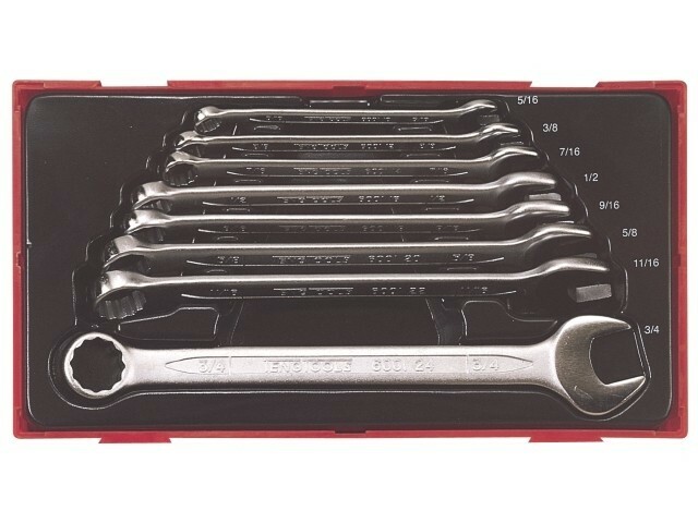 8-elementowy zestaw kluczy płasko-oczkowych calowych Teng Tools TT3592 1