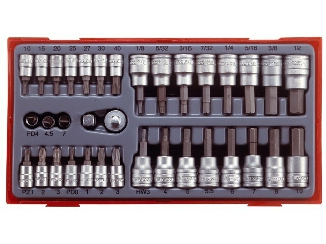 35-elementowy zestaw nasadek trzpieniowych z chwytem kwadratowym 1/4'' i 3/8'' Teng Tools TTBS35 1