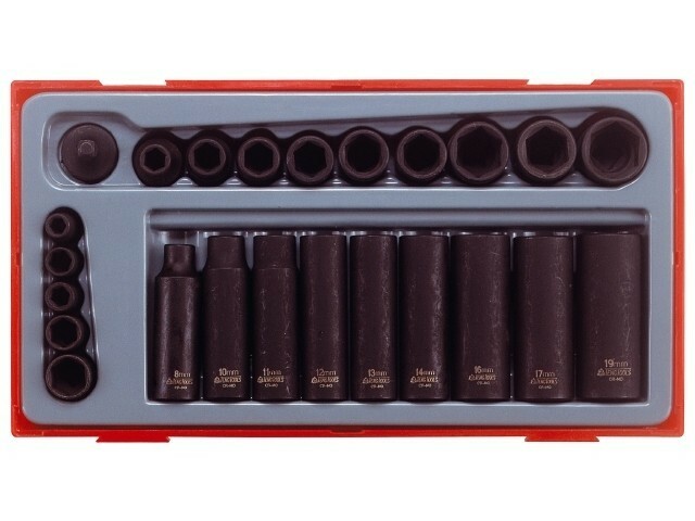 24-elementowy zestaw nasadek udarowych z chwytem kwadratowym 1/4'' i 3/8'' Teng Tools TT9024 1