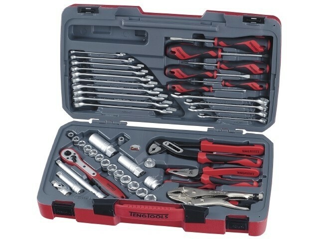 48-elementowy zestaw narzędzi nasadowych z chwytem kwadratowym 3/8'' Teng Tools T3848 1