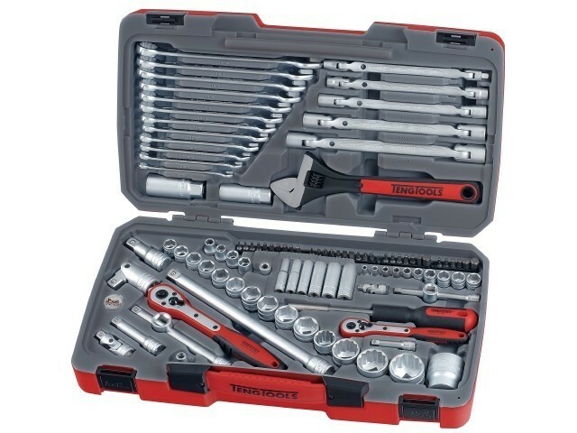 106-elementowy zestaw narzędzi nasadowych z chwytem kwadratowym 1/4'', 3/8'' i 1/2''. Teng Tools TM106 1