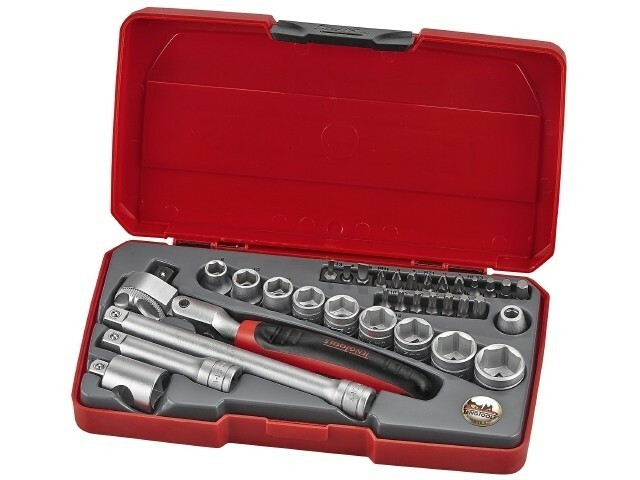 Zestaw narzędzi nasadkowych. Z chwytem □ 3/8'' T3834S TengTools 18690-1104 1