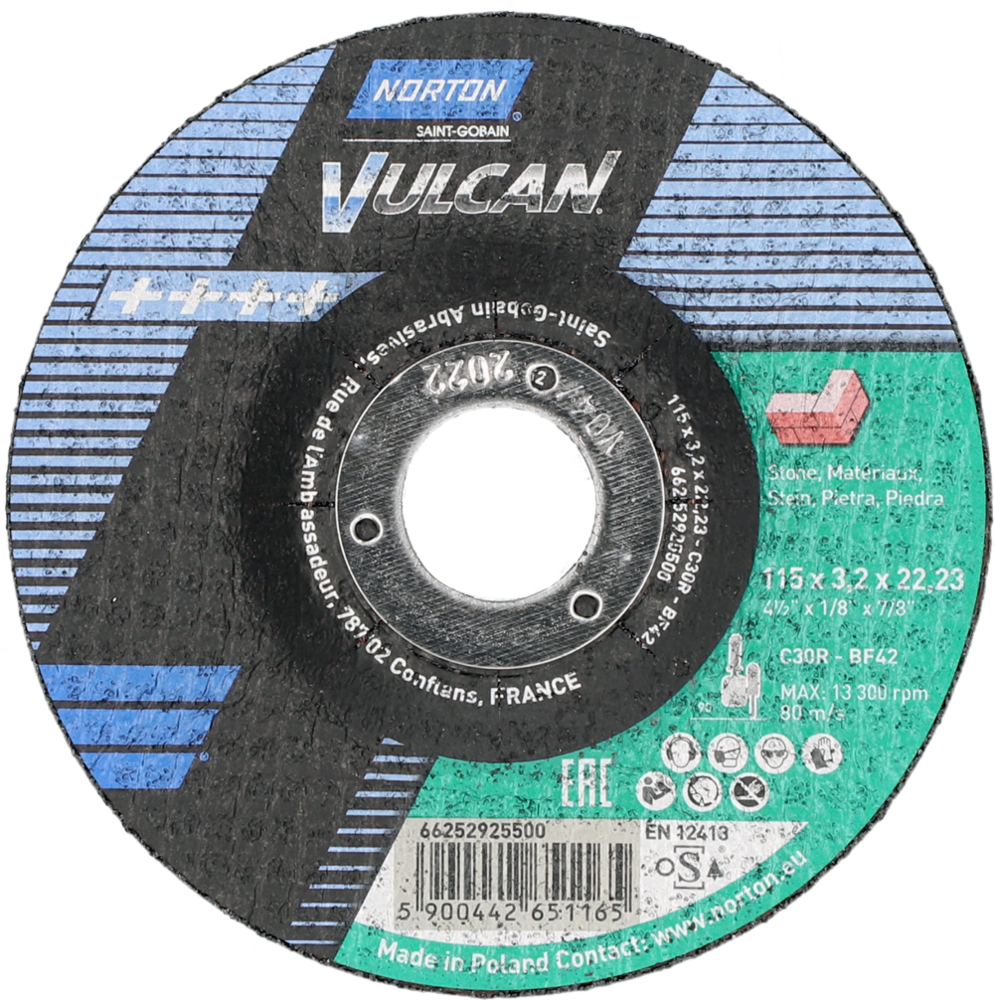 Tarcza do cięcia betonu 115x3,2x22,23 Vulcan wypukła Norton 66252925500 1