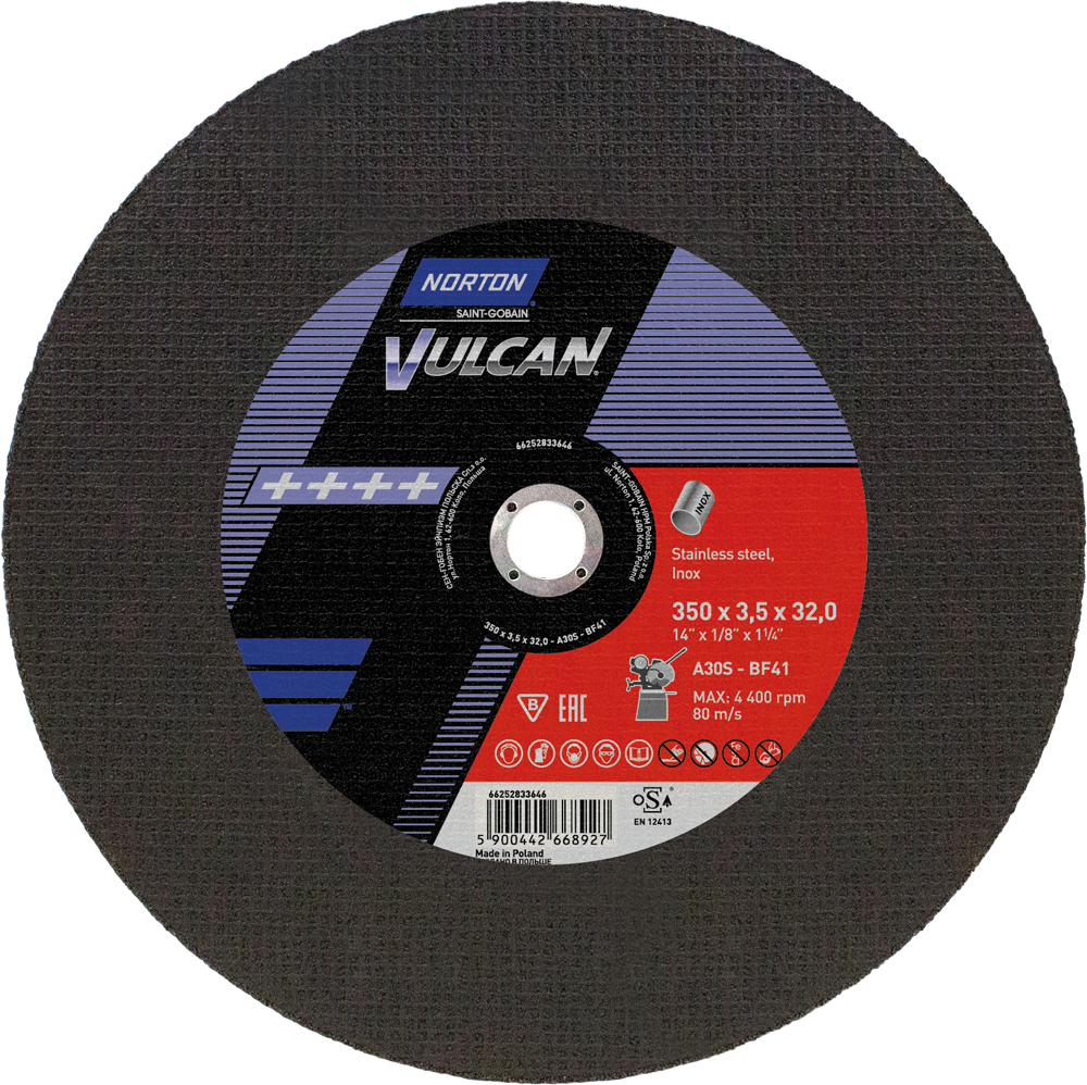 Tarcza do cięcia metalu 350x3,5x32 Vulcan płaska Norton 66252833646 1