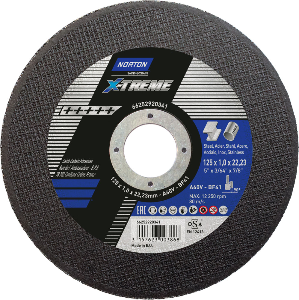 Tarcza do cięcia metalu 125x1x22,23 X-Treme płaska Norton 66252920341 1