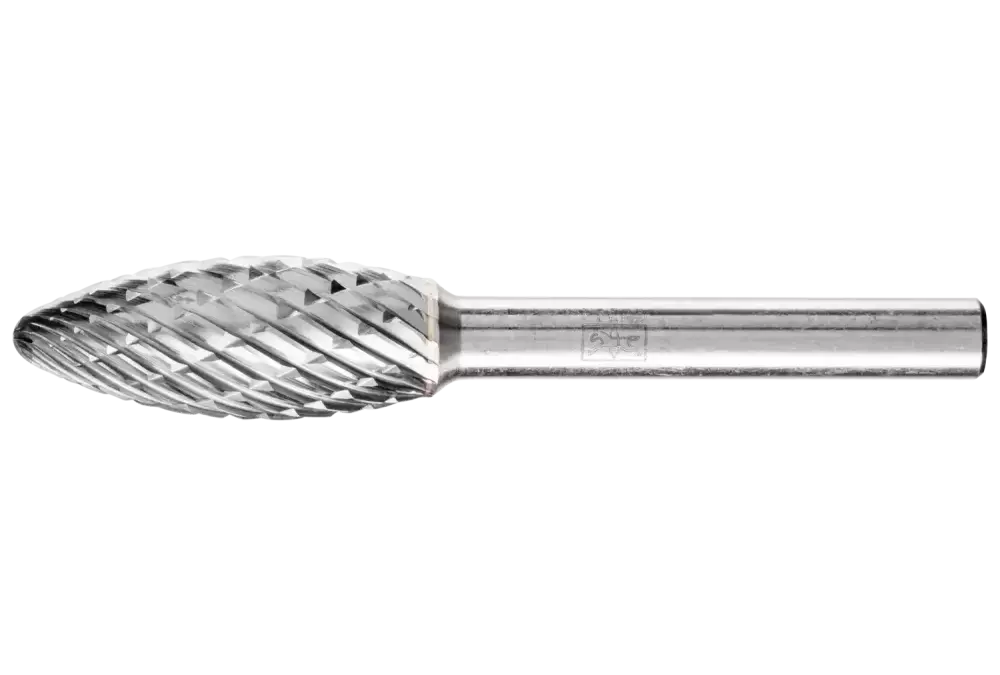 Wysokowydajny trzpień frezarski ze stopów twardych ALLROUND kształt płomienia B Ø 12 × 30 mm trzpień Ø 6 mm uniwersalne grube 1