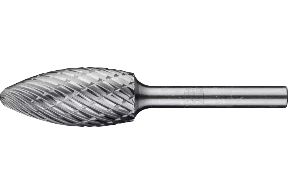 Wysokowydajny trzpień frezarski ze stopów twardych ALLROUND kształt płomienia B Ø 16 × 35 mm trzpień Ø 6 mm uniwersalne grube 1