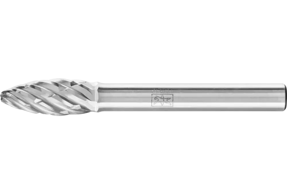 Wysokowydajny trzpień frezarski ze stopów twardych STEEL kształt płomienia B Ø 08 × 20 mm trzpień Ø 6 mm do stali 1