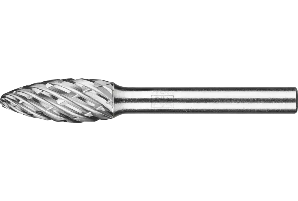 Wysokowydajny trzpień frezarski ze stopów twardych STEEL kształt płomienia B Ø 10 × 25 mm trzpień Ø 6 mm do stali 1