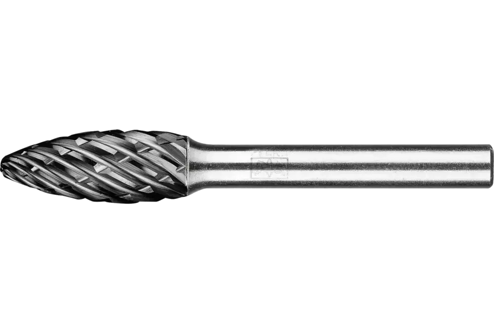 Wysokowydajny trzpień frezarski ze stopów twardych STEEL kształt płomienia B Ø 10 × 25 mm trzpień Ø 6 mm HICOAT do stali 1