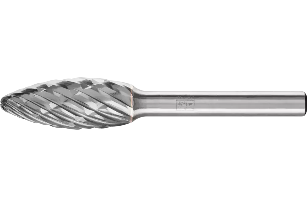 Wysokowydajny trzpień frezarski ze stopów twardych CAST kształt płomienia B Ø 12 × 30 mm trzpień Ø 6 mm do żeliwa 1