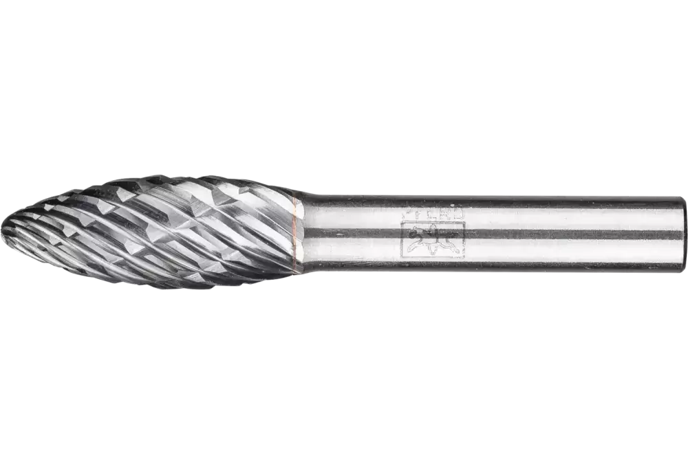 Wysokowydajny trzpień frezarski ze stopów twardych CAST kształt płomienia B Ø 12 × 30 mm trzpień Ø 8 mm do żeliwa 1