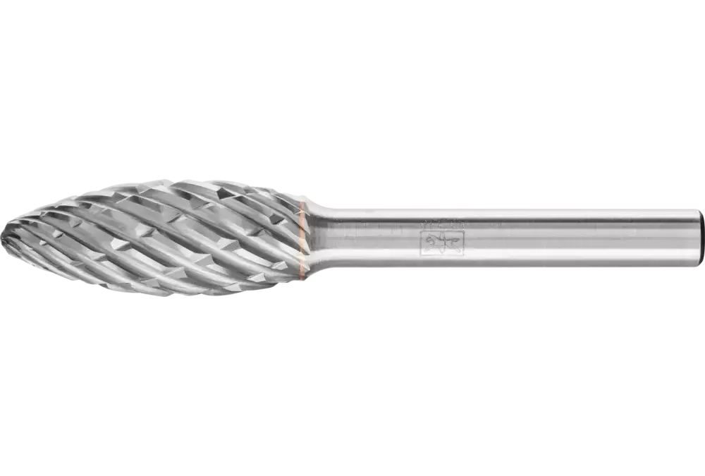 Wysokowydajny trzpień frezarski ze stopów twardych STEEL kształt płomienia B Ø 12 × 30 mm trzpień Ø 6 mm do stali 1