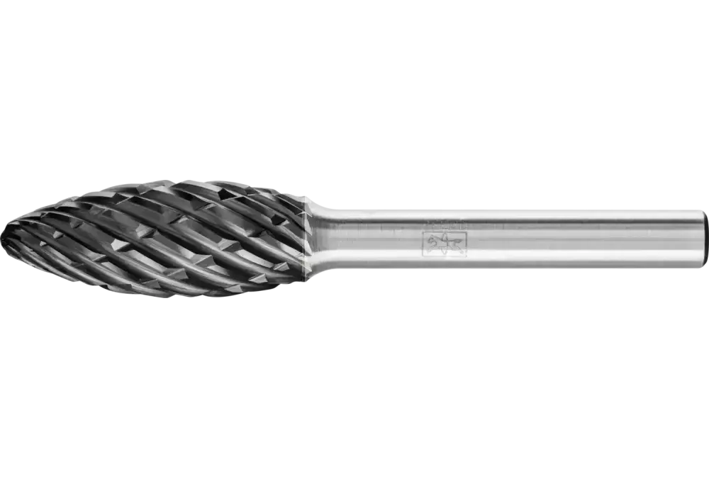 Wysokowydajny trzpień frezarski ze stopów twardych STEEL kształt płomienia B Ø 12 × 30 mm trzpień Ø 6 mm HICOAT do stali 1