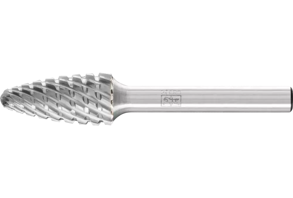 Wysokowydajny trzpień frezarski ze stopów twardych kształt drzewa RBF Ø 12 × 25 mm trzpień Ø 6 mm TITANIUM do tytanu 1