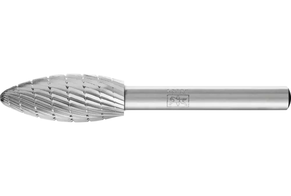Trzpień frezarski HSS o kształcie płomienia B Ø 12 × 30 mm trzpień Ø 6 mm Z 3 uzębienie uniwersalne średnio drobne 1
