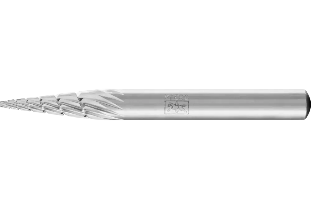 Trzpień frezarski HSS o kształcie ostrostożkowym G Ø 06 × 18 mm trzpień Ø 6 mm Z 3 uzębienie uniwersalne średnio drobne 1
