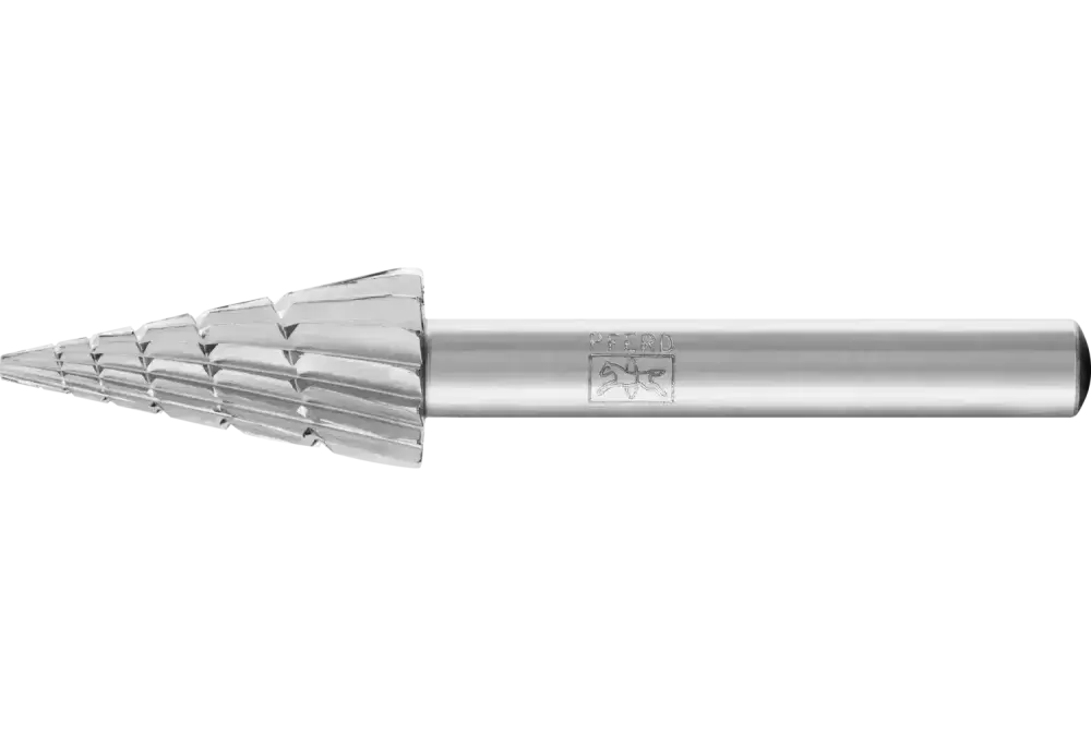 Trzpień frezarski HSS o kształcie ostrostożkowym G Ø 12 × 25 mm trzpień Ø 6 mm Z 2 uniwersalne średnie z wiórołamaczem 1