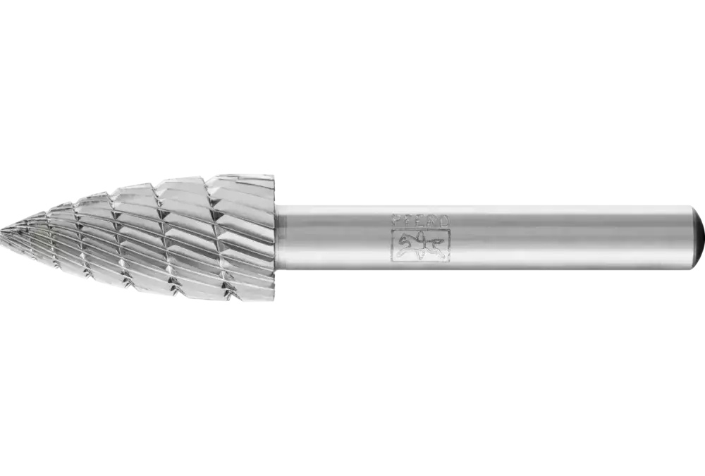 Trzpień frezarski HSS o kształcie pocisku K Ø 12 × 25 mm trzpień Ø 6 mm Z 3 uzębienie uniwersalne średnio drobne 1